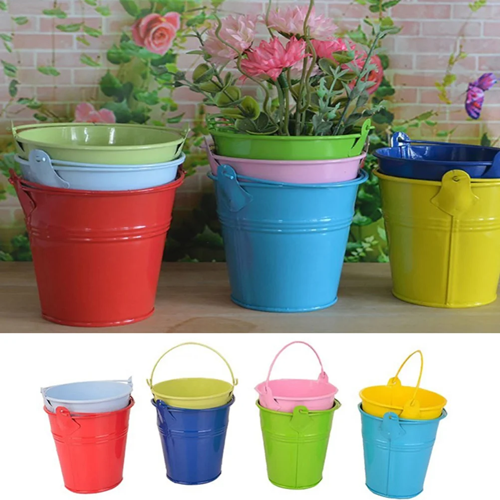

6 Pcs Wall Hanging Planter Receptacle Planters Flower Pots Iron Bucket Holders Metal Buckets Child