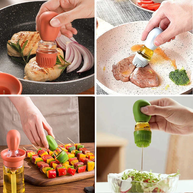 

BBQ Baking Glass Oil Bottle 180ml Silicone Ration Brush Grill Oil Brushes For Cooking Baking BBQ Baking Tool Oil Brush barbeque