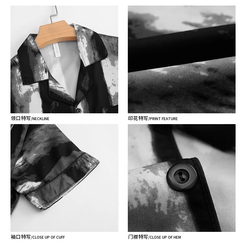 Пижама Мужская шелковая с коротким рукавом пижама из ледяного шелка старинная