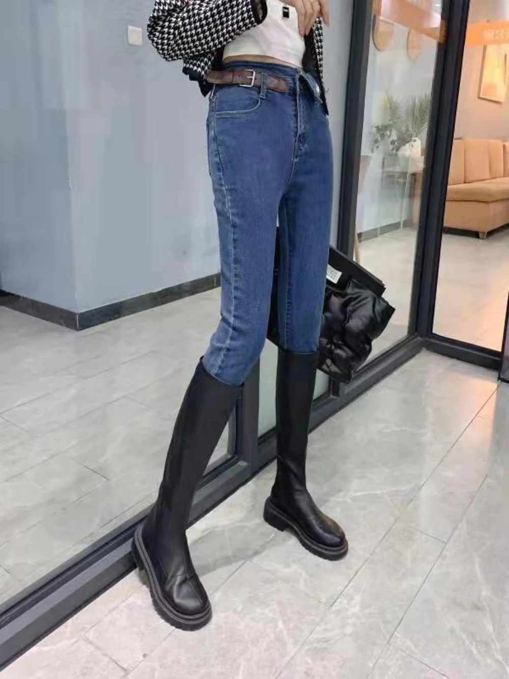 

2022 Spring Women's Jeans Net Celebrity New Wide Leg Skinny Cool Retro Hong Kong Style Pants Free Shipping