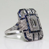 hoyon hiphoprock silver unisex ring natural zircon gemstone anillos de bizuteria square white sapphire zircon ring for party