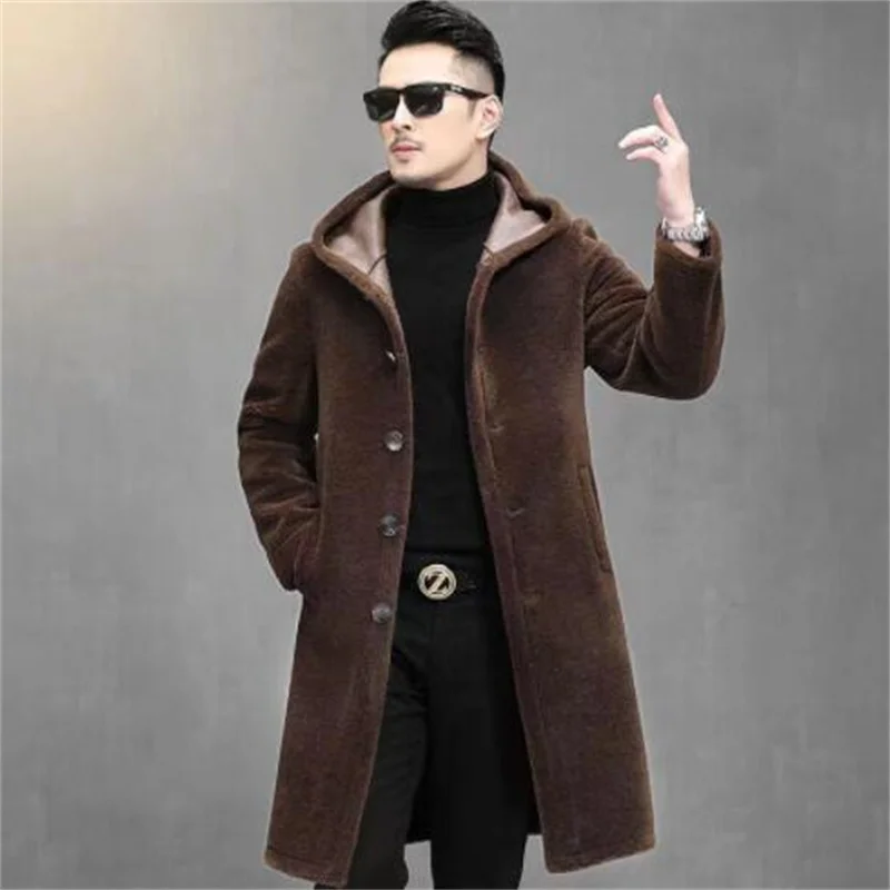 

Autumn faux fur coat mens winter velvet fashion thickening warm casual hooded clothes jaqueta masculina abrigos hombre invierno