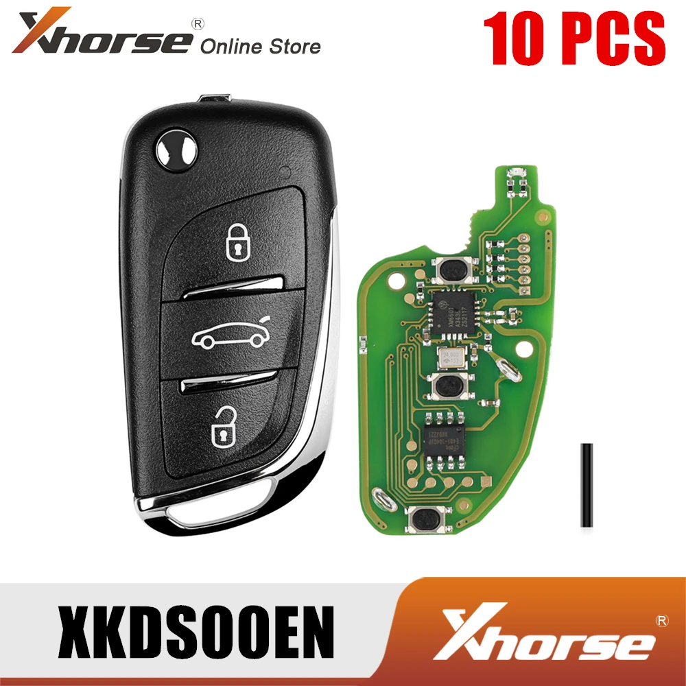 Xhorse llave remota de cable XKDS00EN, 3 botones para Volkswagen DS Style, 10 unids/lote