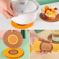 sunflowers silicone coaster plant coffee table mats cup mats pad anti scald non stick desktop pads placemat kitchen accessories
