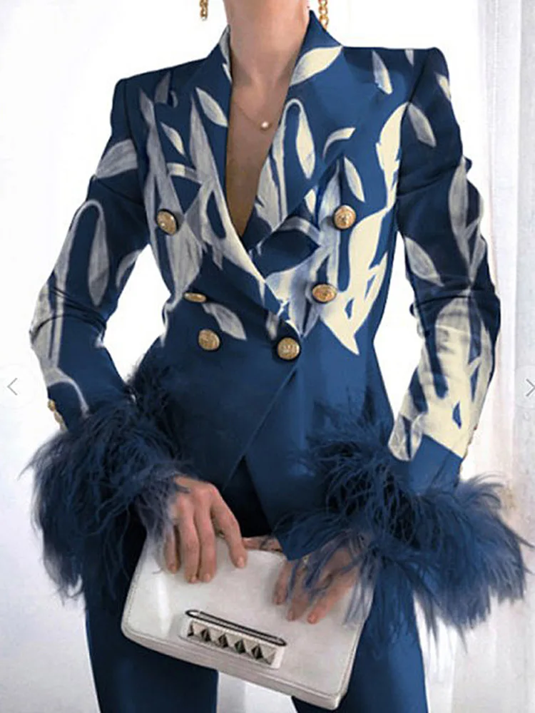 

Autumn and Winter 2022 New Fashion Plush Banquet Solid Color Suit Coat