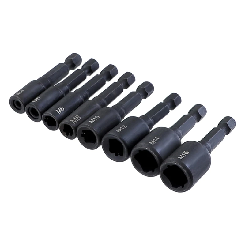 

8 Pcs M4-M16 Tap Socket Collet Wrench Set Used in Professional Machine Maintenance 1/4" Hex Shank Metric Screw Tap