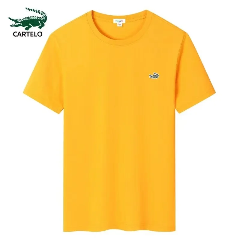 

Cartel 2022 summer new T-shirt 100% algodão para homem modelos casuais de moda básica bordados com colarinho de alta qualidade T