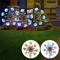 3d metal windmill colorful peacock tail wind spinner outdoor decorative wind catcher for garden yard patio backyard ground plug