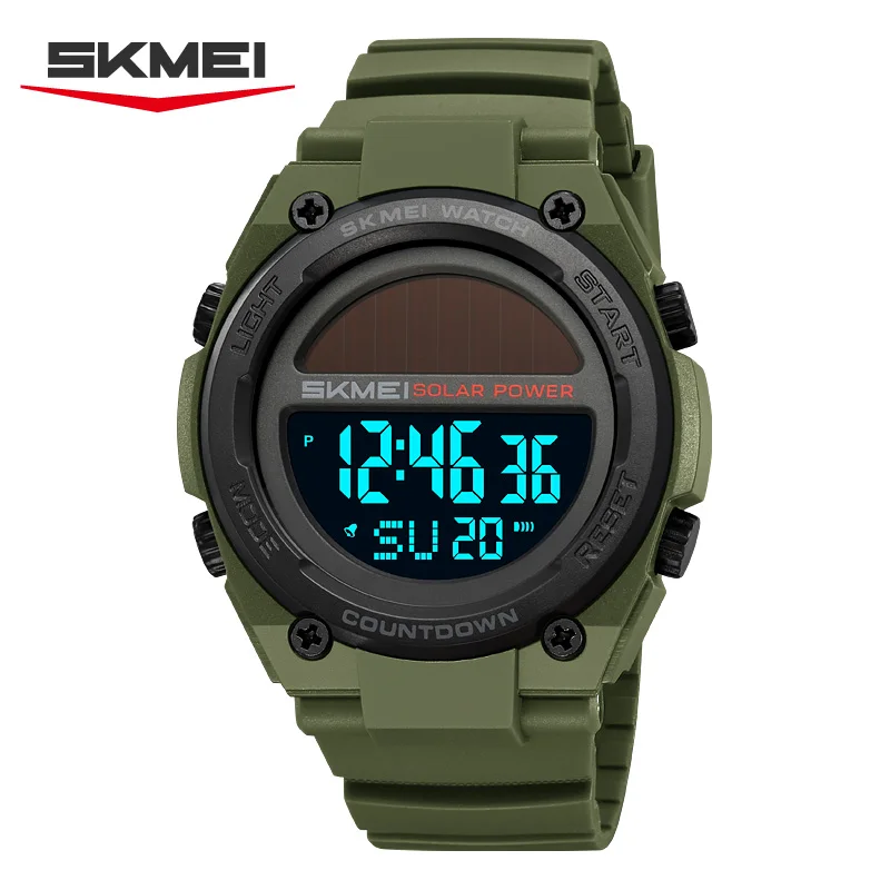 Фото SKMEI 2712 Новые модные спортивные цифровые электронные часы с солнечной батареей, водонепроницаемые, с хронографом, в стиле милитари, ретро, мужские часы montre homme №2