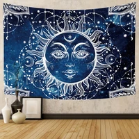tapestry blue white starry sky tapestrys wall hanging sun moon tapestry wall art and bedroom decoration living room yoga mat