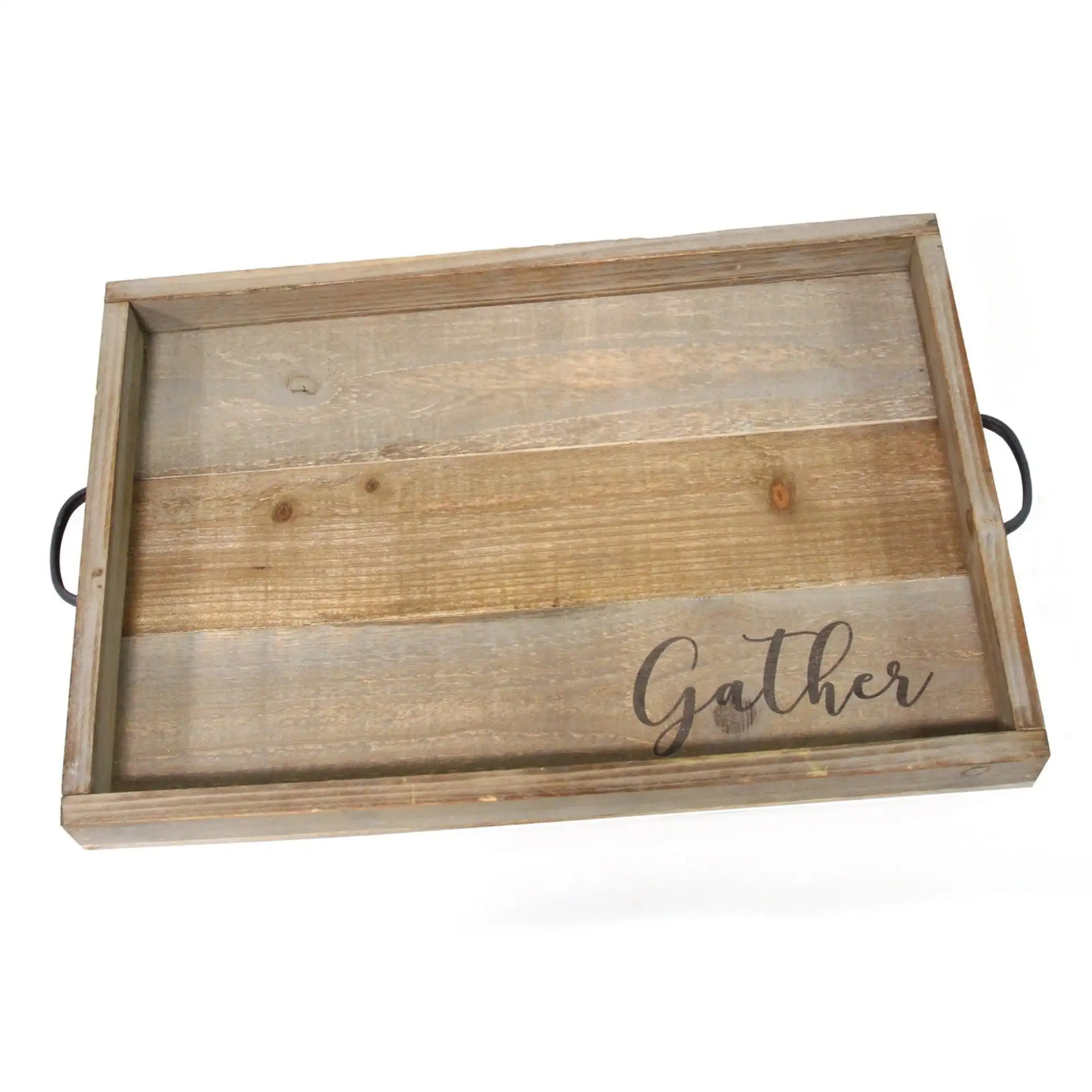 

18" x 12" Gather Wood Tabletop Tray, Brown