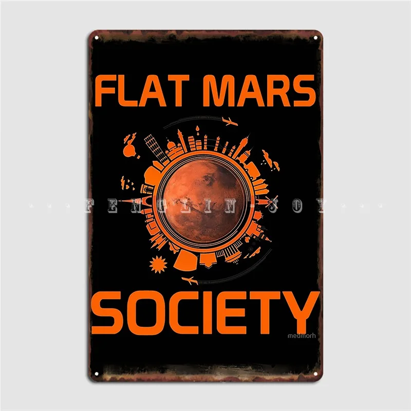 

Flat Mars Society Poster Metal Plaque Plates Mural Cinema Kitchen Vintage Tin Sign Poster