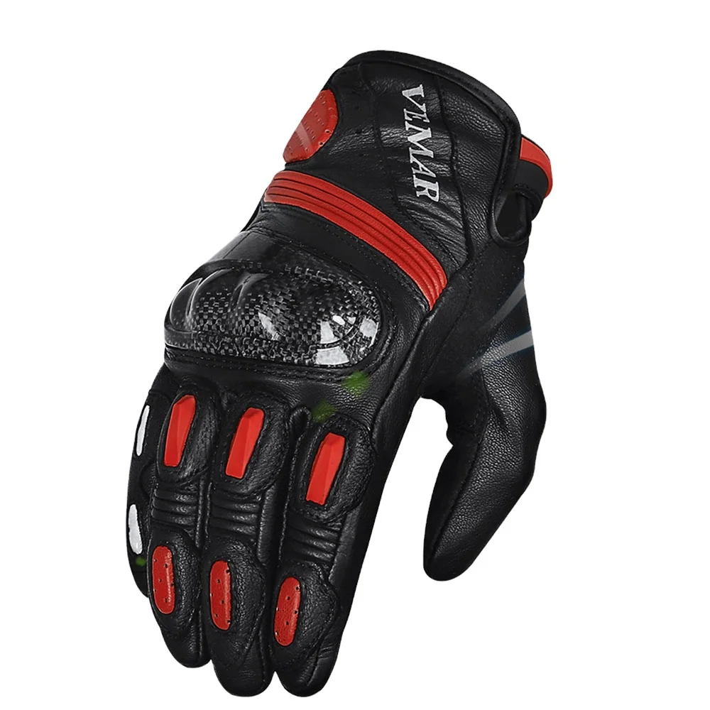 

Vemar Gloves Motorcycle Guantes Leather Luvas Enduro Off Road Cycling Motorbike Accessories Red Black Motorcyclist Gift For Men