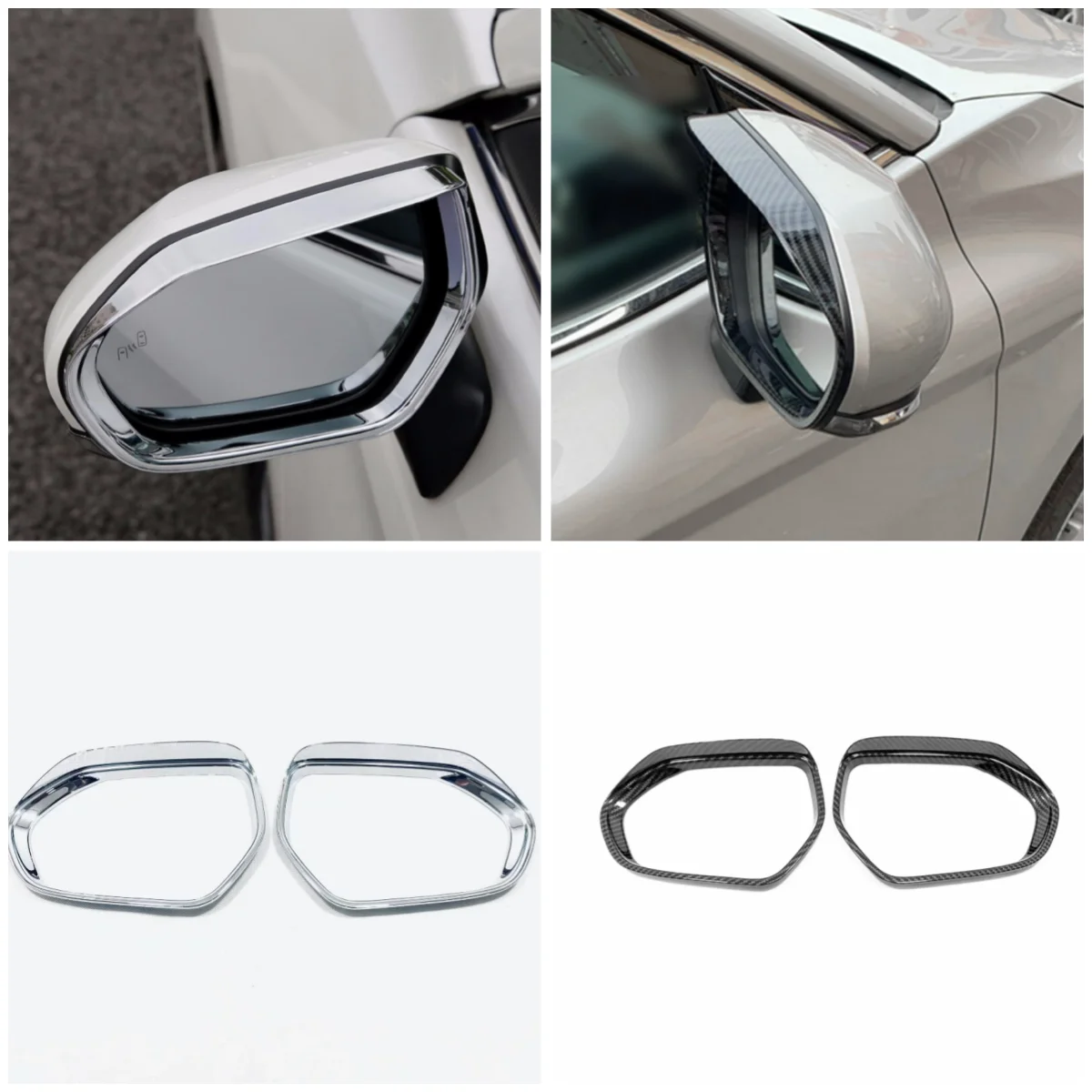 

For Toyota C-HR CHR 2016-2019 Carbon/Chrome Car Side Door Rearview Turning Mirror Rain Eyebrow Decor Sticker Cover Accessories