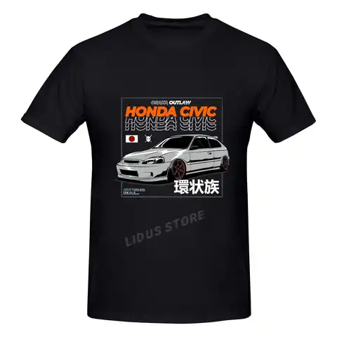 Футболка для хэтчбека Honda Civic, с японским автомобилем, уличная одежда в стиле Харадзюку, 100% хлопок, графическая футболка брендовые футболки, ...