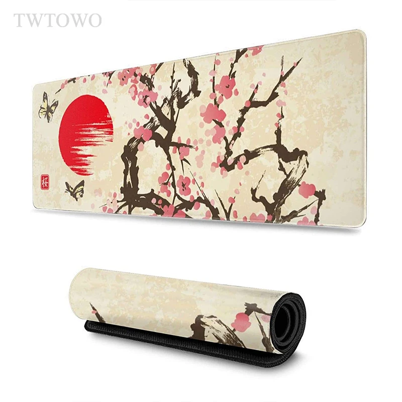 

Japanese Cherry Blossom Sun Butterfly Sakura Mouse Pad Gaming XL Custom HD Mousepad XXL Anti Slip Soft Computer Table Mat