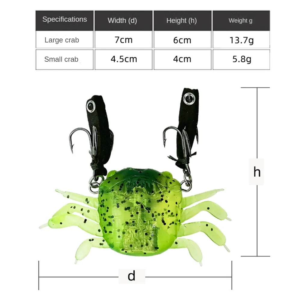 

1PC Software Small Crab Fishing Lure Four-color Simulation Luya Bait Artificial Bait Soft Bait Bass Wrasse Cod Sea Fishing Hook