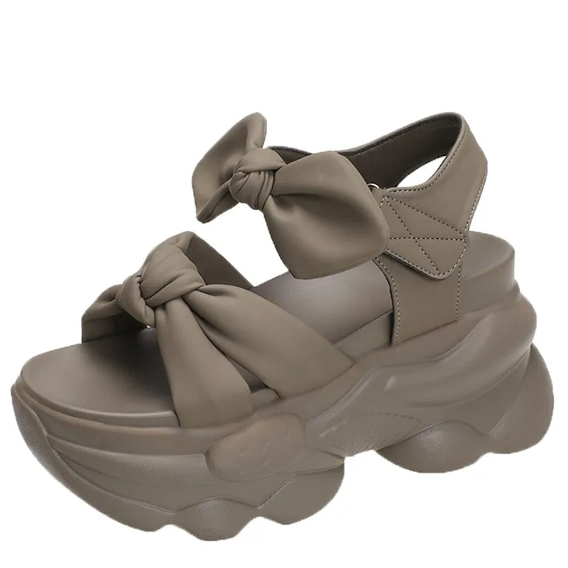 

Summer High Platform Women Sandals 9CM Wedge Heels Bowknot Slipper Fashion 2023 Outside Chunky Sandals Beach Casual Slides Woman