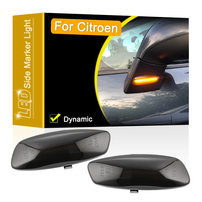 

Smoked Lens Waterproof LED Under Side Mirror Marker Lamp Flowing Turn Signal Light For Citroen C3 C4 C4/Picasso C5 DS3 DS4