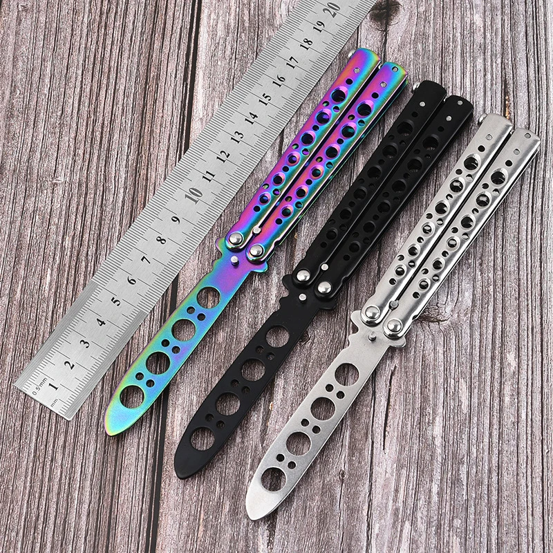 Portable Folding Butterfly Knife Stainless Steel Pocket Practice Knife Outdoor Game Training Tool Flip Kids Game Knife