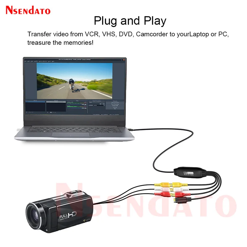 Адаптер для захвата видео и аудио RCA AV в USB-C, видеорекордер для DVD, камер, VHS-плееров (art.: 3920dc62bcbb3) - 3920dc62bcbb3