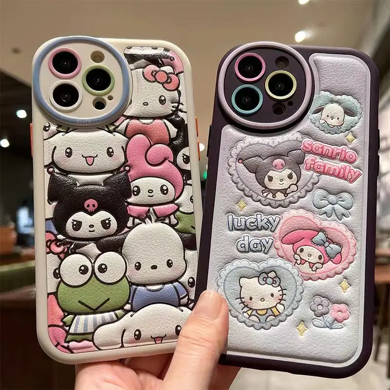 

Kuromi Kawaii Phone Case Anime Cartoon Cinnamoroll Pachacco Sanrio Iphone14Promax/12Pro/13 Couple Phone Anti-Fall Case Cute Gift