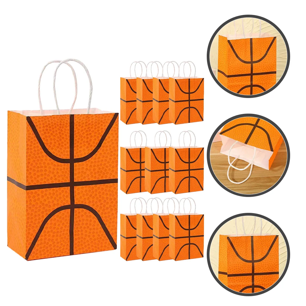 

12 Pcs Gift Bag Kraft Paper Candy Bags Small Goodie Treat Football Party Cookies Container Pouches Toy