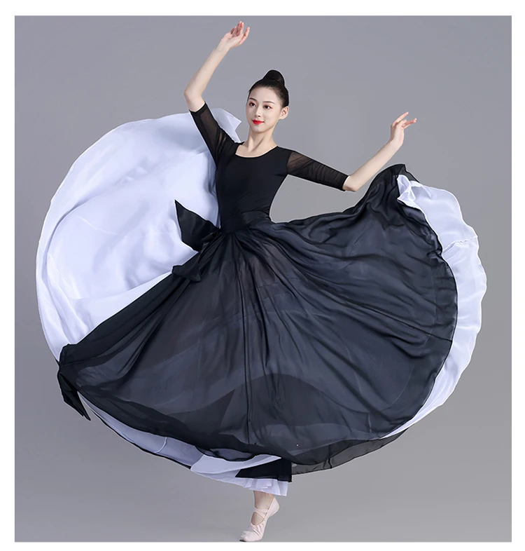 Большая юбка-качели для классических танцев Двухслойное шифоновое платье в
