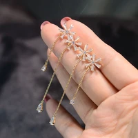 fashion tassel stud earrings asymmetric rhinestone snowflake ladies geometric earrings korean simple trend jewelry