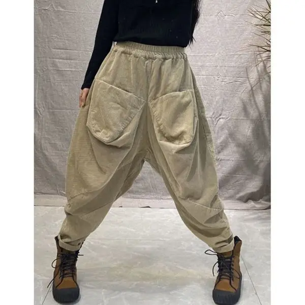 Плотные и плюшевые корейские повседневные новые вельветовые шаровары женские