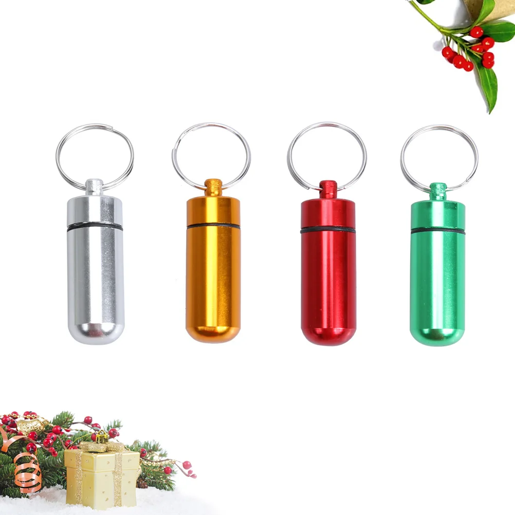 

4pcs Mini Holder Portable Aluminum Alloy Boxes Waterproof Case (Random Color)