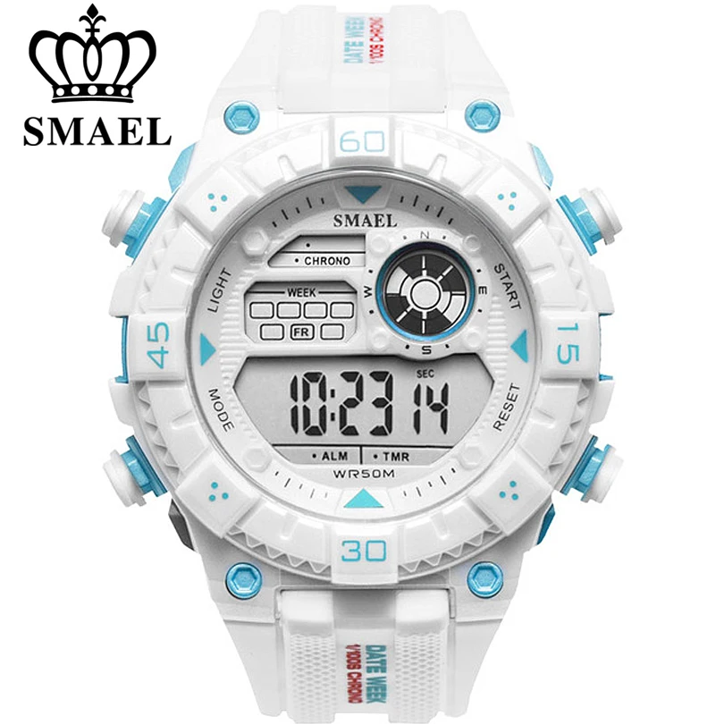 

SMAEL White Watch Sport Watches for Men Waterproof Multifunction Wristwatches Mens Army Military Digital Outdoor Sports Watch