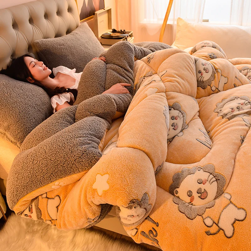 

Double Quilt Very Warm Winter Duvet Lamb Cashmere Fleece Warm Wool Quilt Thicken Blanket Comforters Core for Double Bed