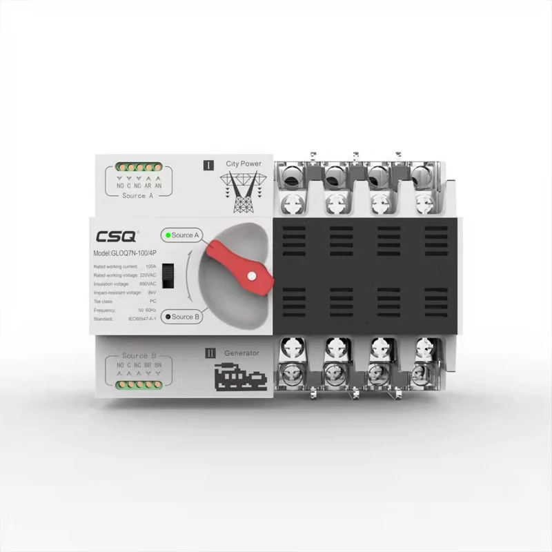 CSQ 4P Din Rail ATS Dual Power автоматические переключатели переключения для PV и инвертора