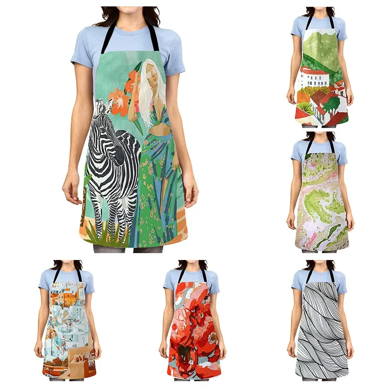 

Фартук из хлопка и льна с рисунком птицы, 68 х55 см