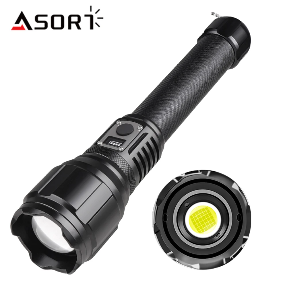 High Power LED Flashlight Type-C Rechargeable Torch XHP360 Wick Lantern Zoom Fishing Camping Lamp Strong Light For Outdoor