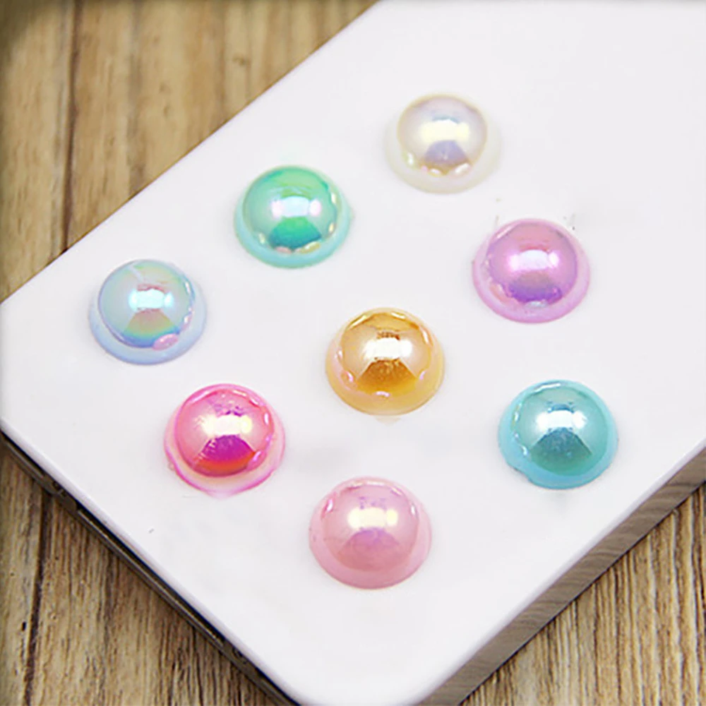 

2mm-14mm Semicircle Flat Bottom AB Color ABS Imitation Pearl Acrylic Resin Half Face Pearl DIY Mobile Phone Manicure