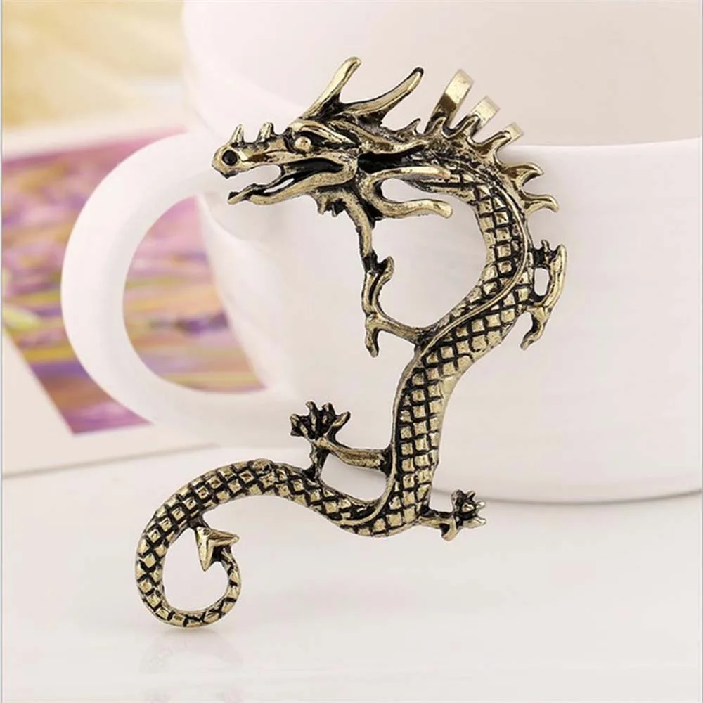 Винтажные женские панк-мужские клипсы с драконом модные ювелирные изделия