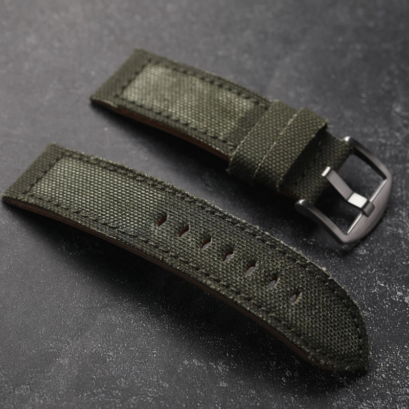 Полотняный утолщенный мужской ремешок ручной работы зеленый браслет 20 22 23 24 мм