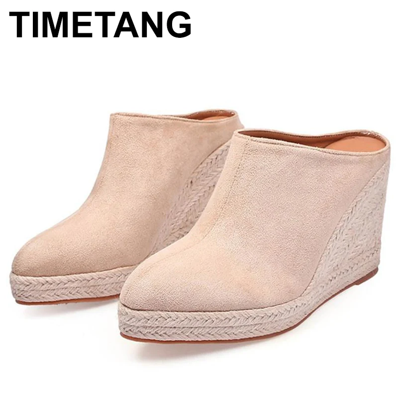 

Женские эспадрильи, новые туфли с острым носком на танкетке и каблуке, женские туфли-лодочки с прорезями сзади из пеньковой веревки