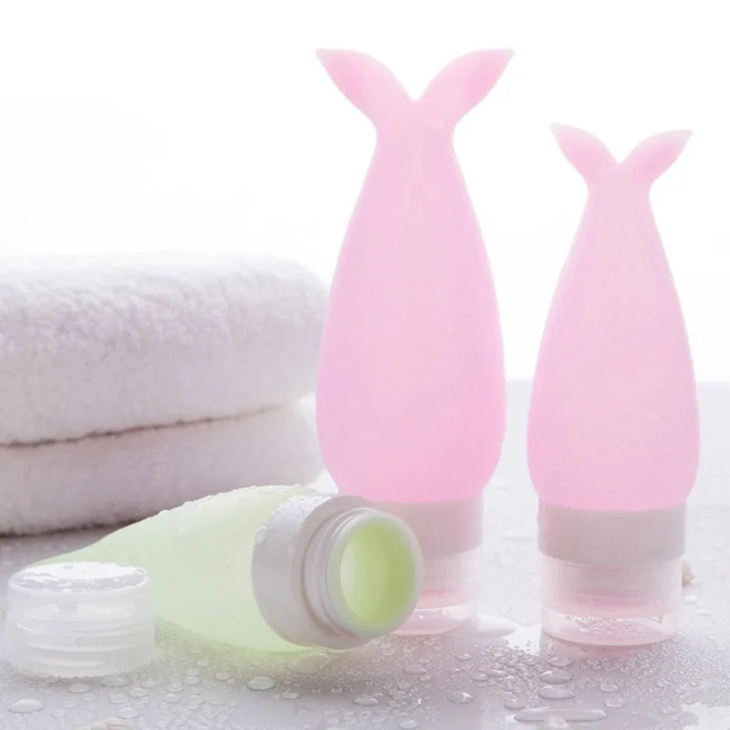 

48/90ML Mermaid Portable Cute Refillable Travel Silicone Empty Bottle Shower Gel Lotion Sub-bottling Tube Squeeze Container
