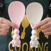 2pcs 2022 new 3d shovel tablespoons plastic kitchenware creative wheat straw rice spoon cute little rabbit non sticky household