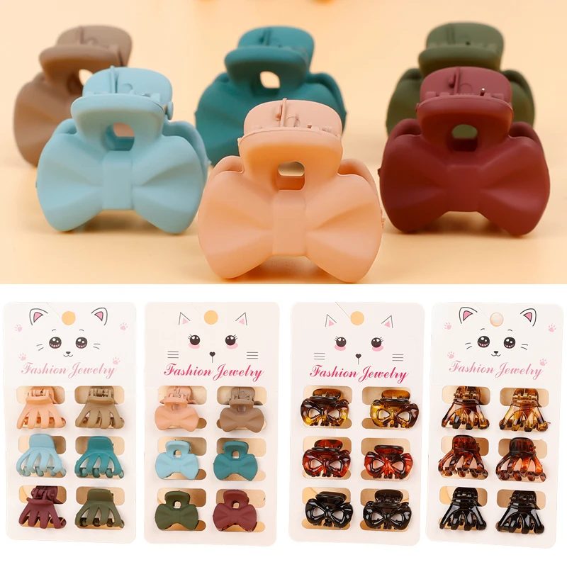 

6Pcs/set Kids Girls Cute Bow Hair Clips Matte Hair Claw Kids Sweet Hairpin Cartoon Fashion Hair Accessories Gifts Hair Clamp