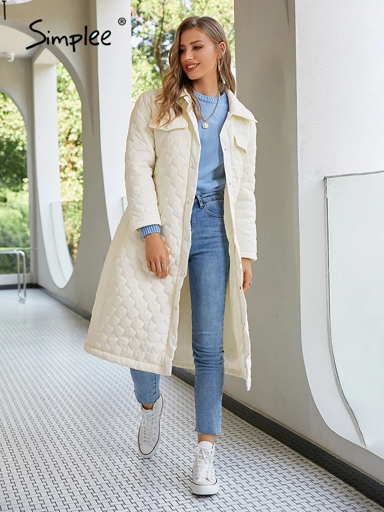 Женская Офисная парка Simplee с геометрическим принтом на шнуровке зимняя бежевая