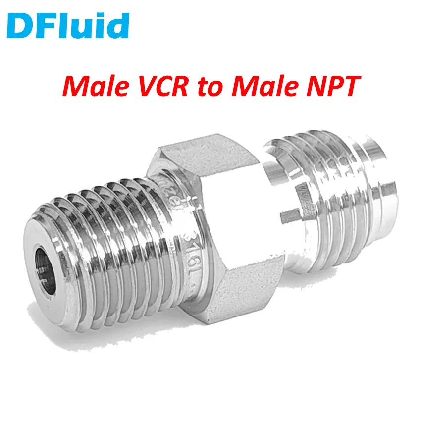 Male VCR to Male NPT Adapter VCR Fitting Stainless Steel 316 Face Seal Fitting 1/8 1/4 3/8 1/2 inch High Purity replace Swagelok
