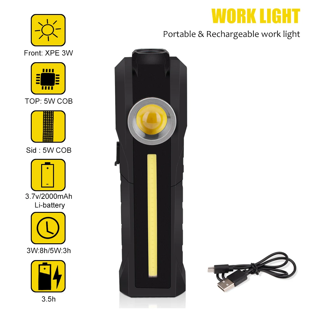 

Rechargeable LED Work Light Small Camping Backpacking Flashlight Spotlight Lamp Campers Gift Repair Home Lighting 700LM