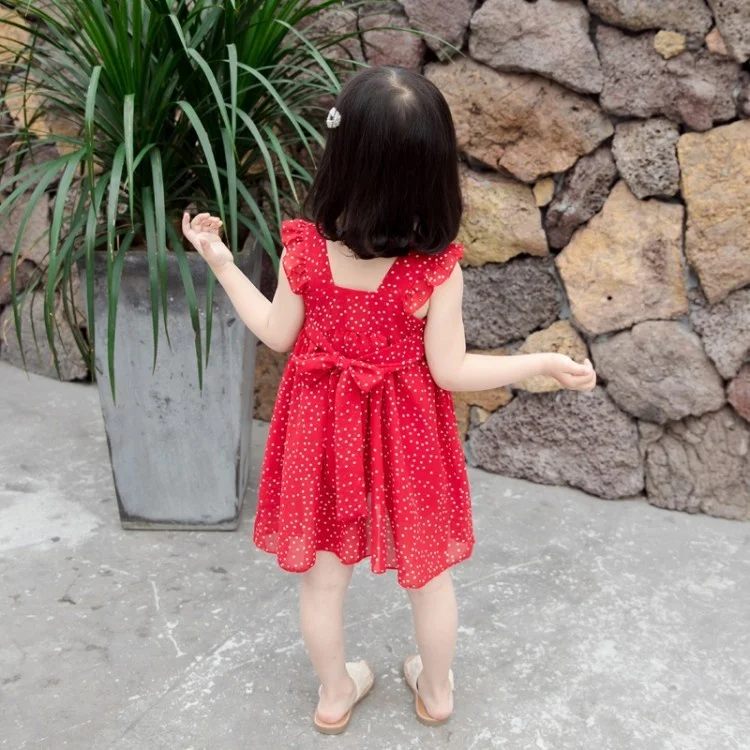 

summer short sleeve kids princess dress for girl fairy skirt cheap costume net red chiffon