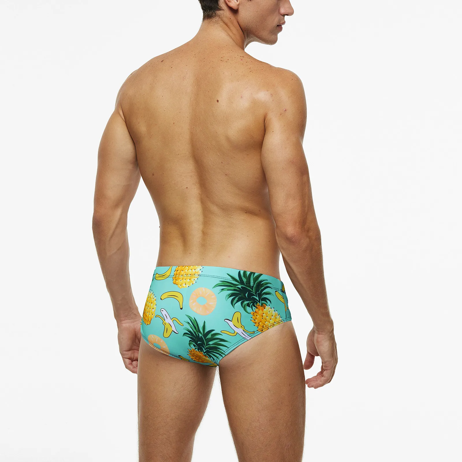Men Swim Trunks Briefs Quick Dry Beach Surfing Running Swimming Drawstring Shorts Hawaii Star Stripe Pineapple Printing |