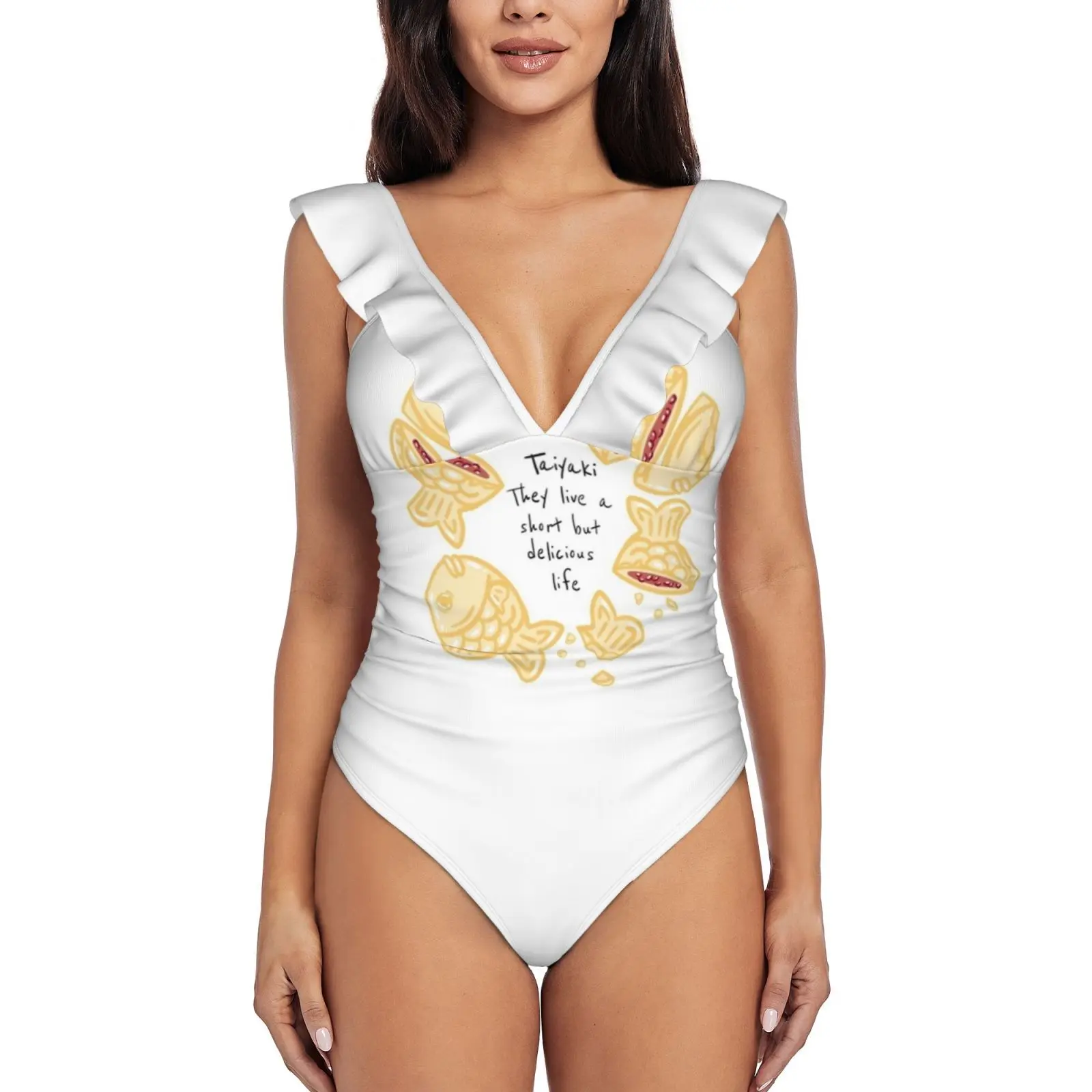

Слитный купальник Taiyaki Life, высококачественный купальник с принтом, Монокини пуш-ап, летний купальный костюм Taiyaki Life, рыбья еда