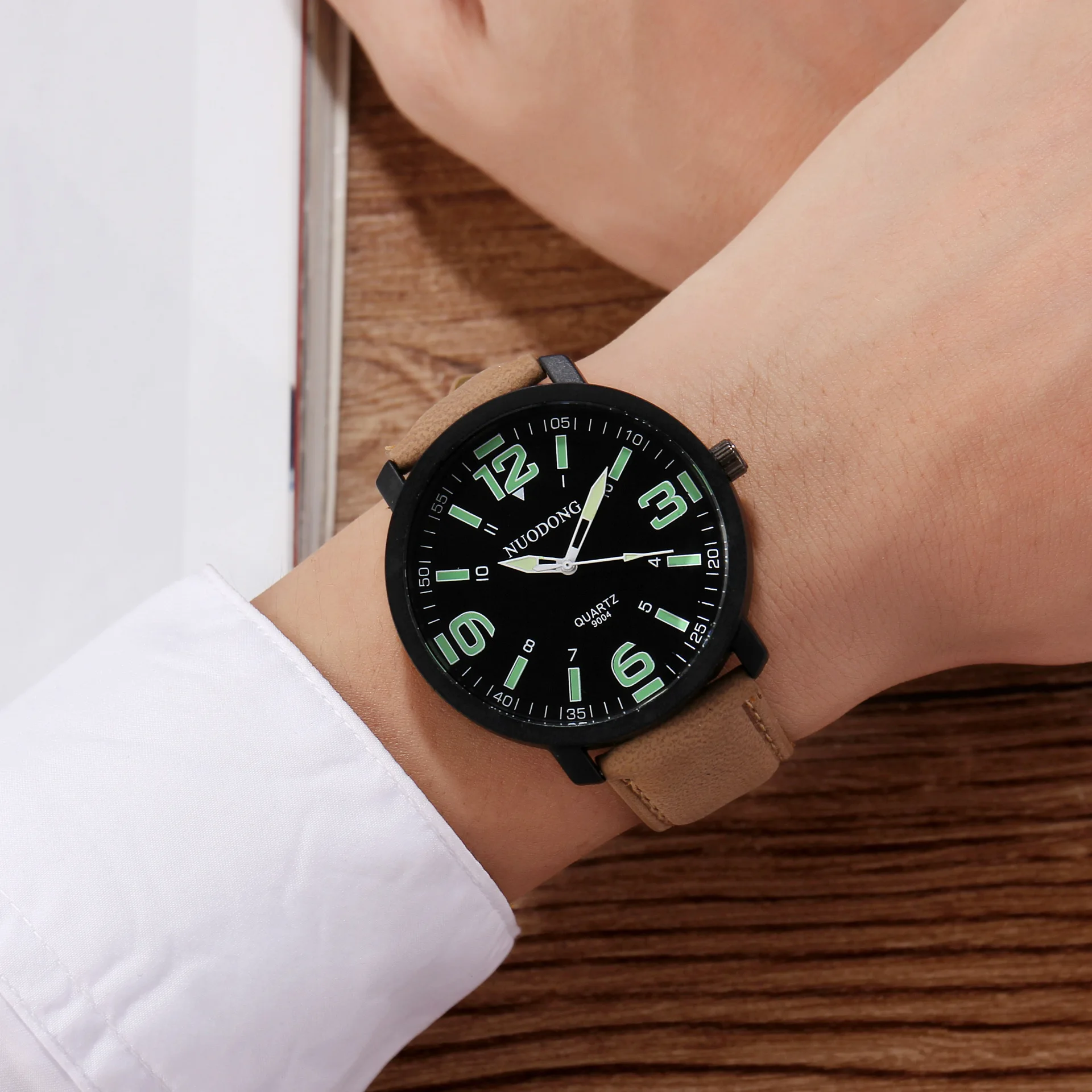 

2022 Waterproof Sport Men Watchs Leisure Watch with Large Dial Leather Strap Luminous Pointer